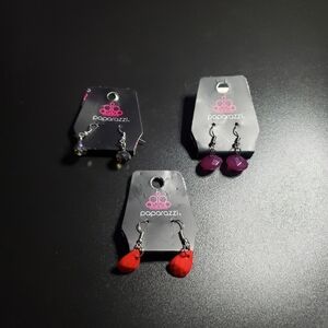 new opened packages paparazzi silver tone dangling earrings lot of 3